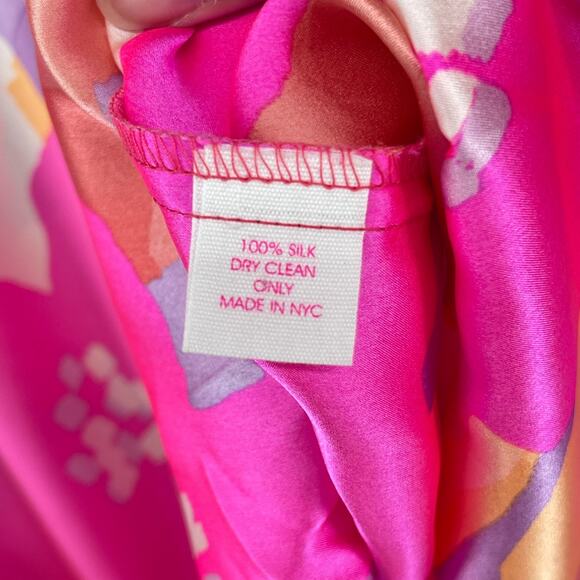 ALICE & TRIXIE Tunic Dress XS Silk Floral Cutout Cover Up Kimono Sleeve Pink - Picture 9 of 12